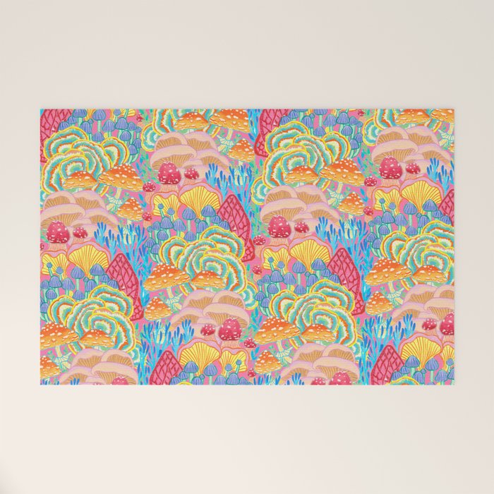 Fungi World (Mushroom world) -PINK Welcome Mat Gallery Image 1