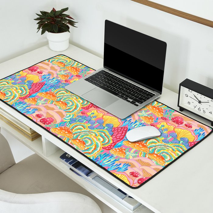Fungi World (Mushroom world) -PINK Desk Mat Gallery Image 2