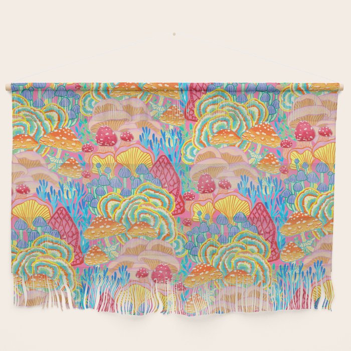 Fungi World (Mushroom world) -PINK Wall Hanging Gallery Image 1