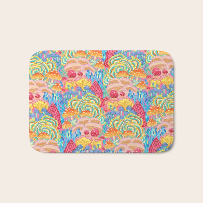Fungi World (Mushroom world) -PINK Bath Mat Gallery Image 1