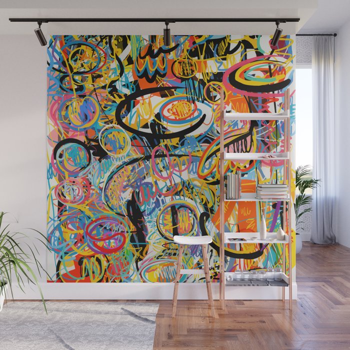 Graffiti Street Art Pattern Colorful Tribal Abstract by Emmanuel Signorino Wall Mural Gallery Image 1
