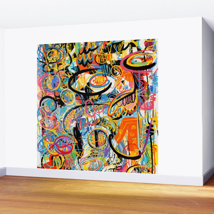 Graffiti Street Art Pattern Colorful Tribal Abstract by Emmanuel Signorino Wall Mural Gallery Image 2