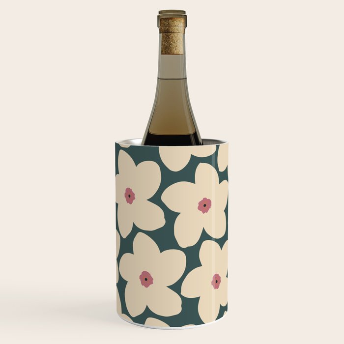 Green And Cream Retro Flower Wine Chiller Gallery Image 1
