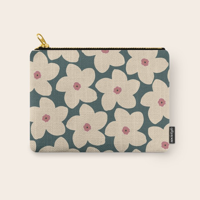 Green And Cream Retro Flower Carry All Pouch Gallery Image 1