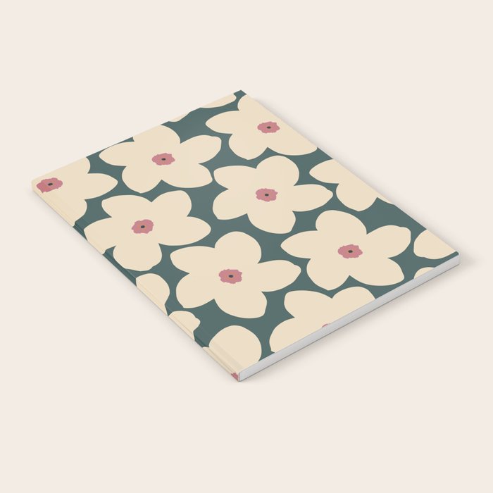 Green And Cream Retro Flower Notebook Gallery Image 2