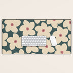 Green And Cream Retro Flower Desk Mat Gallery Image 1