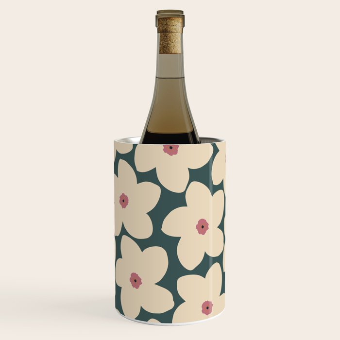 Green And Cream Retro Flower Wine Chiller Gallery Image 3