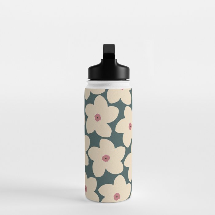 Green And Cream Retro Flower Water Bottle Gallery Image 3