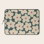 Green And Cream Retro Flower Laptop Sleeve Gallery Image 1