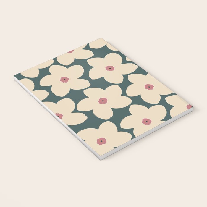 Green And Cream Retro Flower Notebook Gallery Image 3