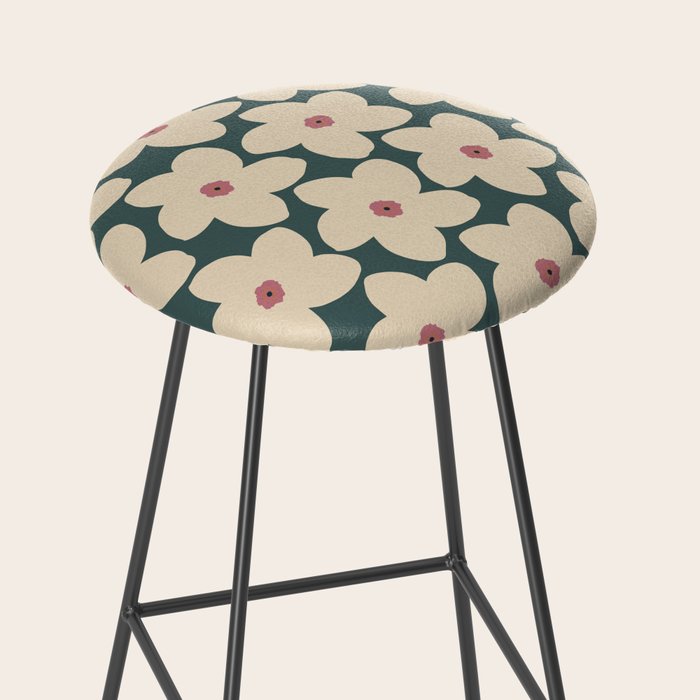 Green And Cream Retro Flower Stool Gallery Image 2