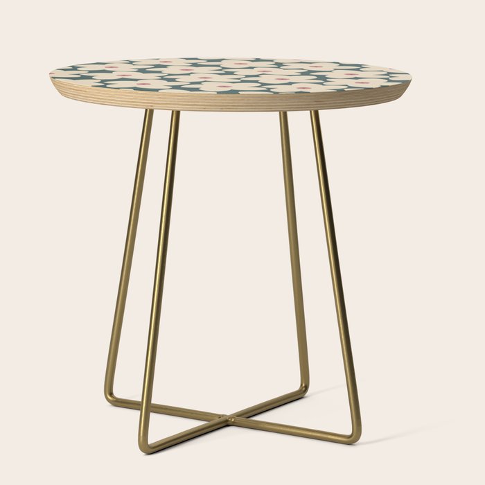Green And Cream Retro Flower Side Table Gallery Image 1