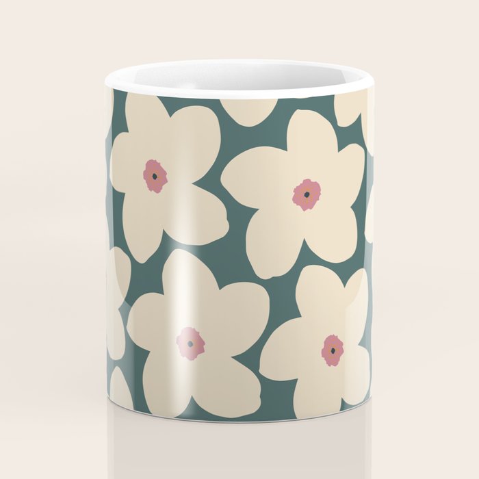 Green And Cream Retro Flower Coffee Mug Gallery Image 4