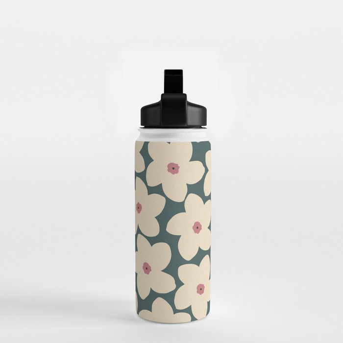 Green And Cream Retro Flower Water Bottle Gallery Image 2