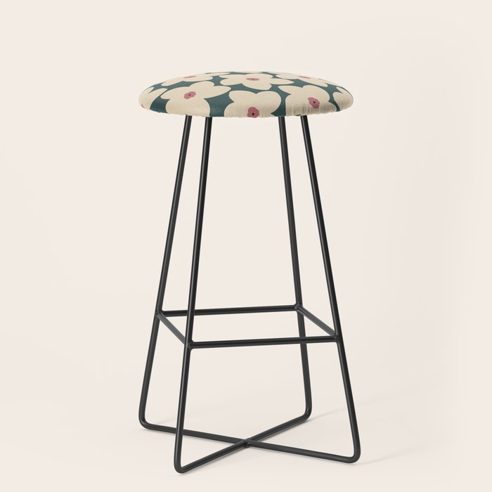 Green And Cream Retro Flower Stool Gallery Image 1