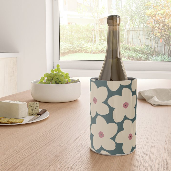 Green And Cream Retro Flower Wine Chiller Gallery Image 4