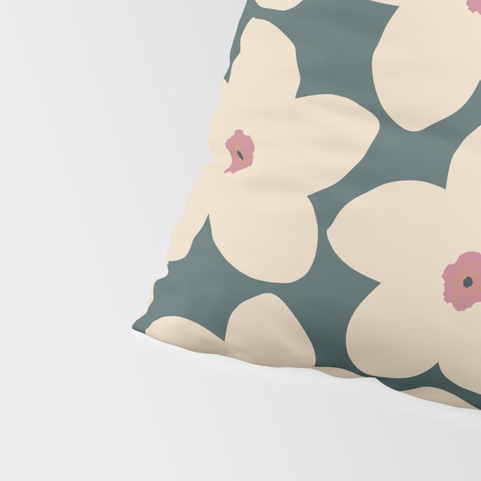 Green And Cream Retro Flower Pillow Sham Gallery Image 4