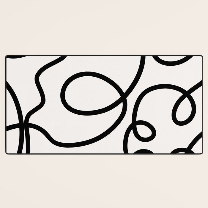 Mid Century Modern Print Black And White Abstract Wall Art Brush Strokes Lines Shapes Abstract Decor Desk Mat Gallery Image 3