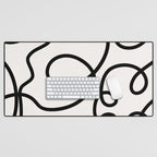 Mid Century Modern Print Black And White Abstract Wall Art Brush Strokes Lines Shapes Abstract Decor Desk Mat Gallery Image 1