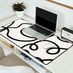 Mid Century Modern Print Black And White Abstract Wall Art Brush Strokes Lines Shapes Abstract Decor Desk Mat Gallery Image 2