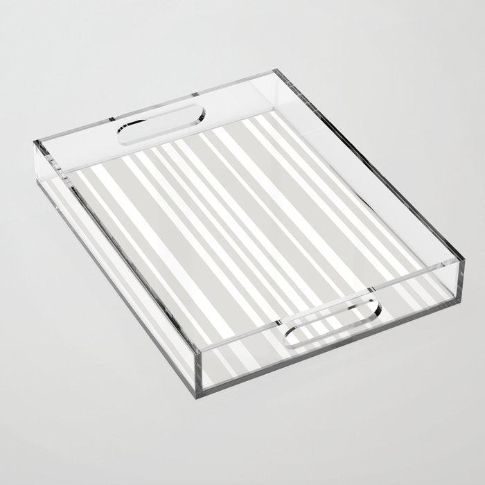 Classic Stripes XLII - Grey and White Acrylic Tray Gallery Image 1