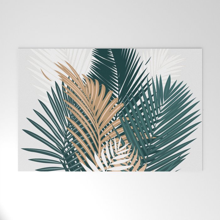 Gold and Green Palm Leaves Welcome Mat Gallery Image 1