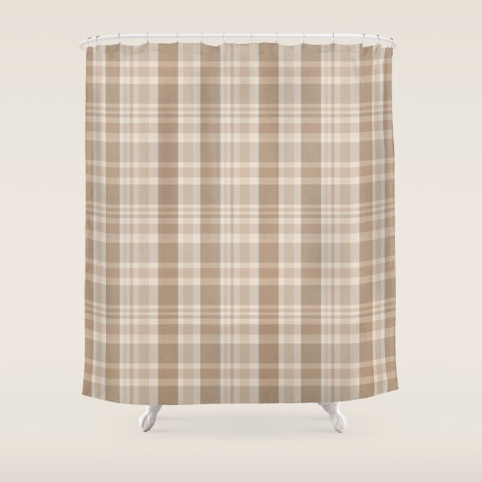 Plaid Prints, Brown and Beige Shower Curtain Gallery Image 1