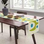 Mid Century Modern Scandinavian Abstract 152 Turquoise and Chartreuse Table Runner Gallery Image 2