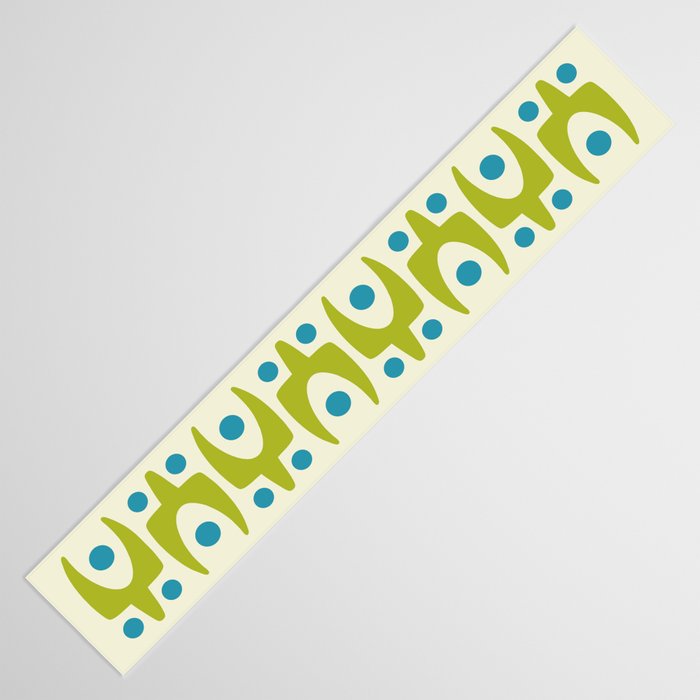 Mid Century Modern Scandinavian Abstract 152 Turquoise and Chartreuse Table Runner Gallery Image 3