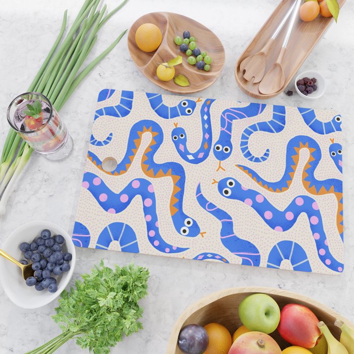 Blue Snakes Pattern Cutting Board Gallery Image 2