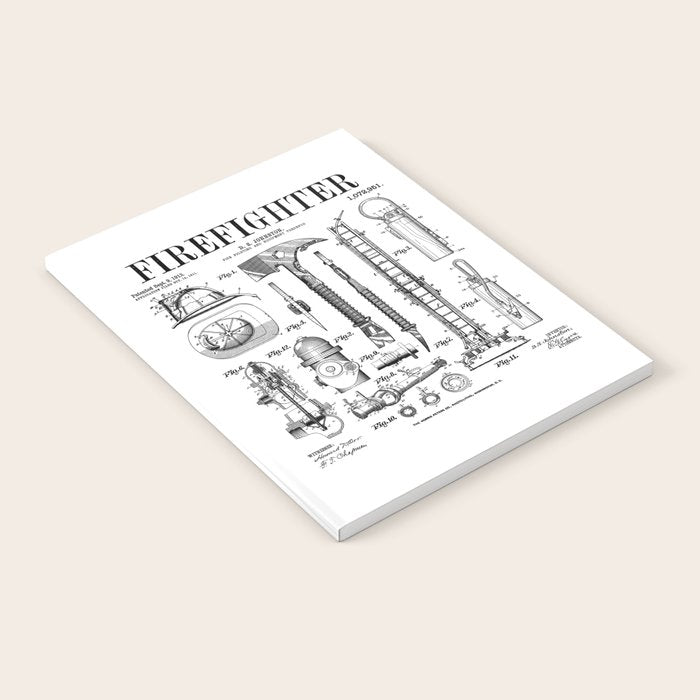 Firefighter Fire Department Fireman Vintage Patent Print Notebook Gallery Image 1