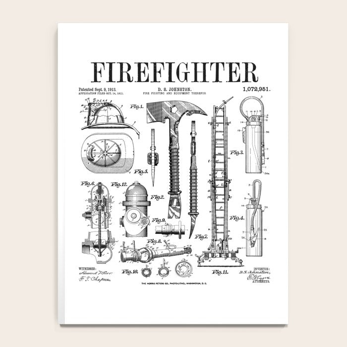 Firefighter Fire Department Fireman Vintage Patent Print Notebook Gallery Image 4