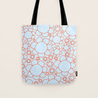 Cheerful Doodle Flowers Pattern in Ice Blue and Orange Tote Bag Gallery Image 1