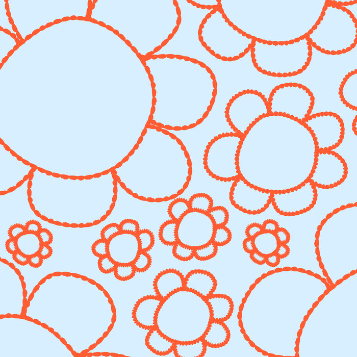 Cheerful Doodle Flowers Pattern in Ice Blue and Orange Coffee Mug Gallery Image 2