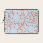 Cheerful Doodle Flowers Pattern in Ice Blue and Orange Laptop Sleeve Gallery Image 1