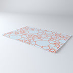 Cheerful Doodle Flowers Pattern in Ice Blue and Orange Rug Gallery Image 3
