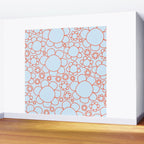 Cheerful Doodle Flowers Pattern in Ice Blue and Orange Wall Mural Gallery Image 2