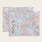 Cheerful Doodle Flowers Pattern in Ice Blue and Orange Placemat Gallery Image 1