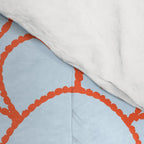Cheerful Doodle Flowers Pattern in Ice Blue and Orange Comforter Gallery Image 4