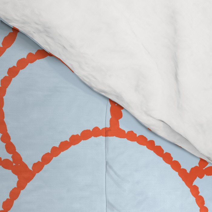 Cheerful Doodle Flowers Pattern in Ice Blue and Orange Comforter Gallery Image 4