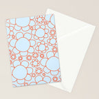 Cheerful Doodle Flowers Pattern in Ice Blue and Orange Stationery Card Gallery Image 2