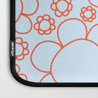 Cheerful Doodle Flowers Pattern in Ice Blue and Orange Laptop Sleeve Gallery Image 3