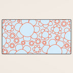 Cheerful Doodle Flowers Pattern in Ice Blue and Orange Desk Mat Gallery Image 3