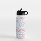 Cheerful Doodle Flowers Pattern in Ice Blue and Orange Water Bottle Gallery Image 1