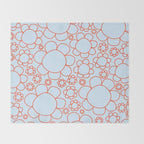 Cheerful Doodle Flowers Pattern in Ice Blue and Orange Throw Blanket Gallery Image 2