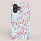 Cheerful Doodle Flowers Pattern in Ice Blue and Orange iPhone Case Gallery Image 1