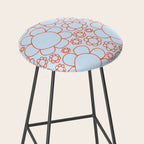 Cheerful Doodle Flowers Pattern in Ice Blue and Orange Stool Gallery Image 2