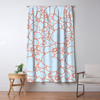 Cheerful Doodle Flowers Pattern in Ice Blue and Orange Window Curtain Gallery Image 5