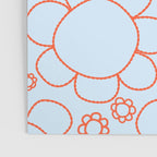 Cheerful Doodle Flowers Pattern in Ice Blue and Orange Poster Gallery Image 3