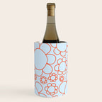Cheerful Doodle Flowers Pattern in Ice Blue and Orange Wine Chiller Gallery Image 1